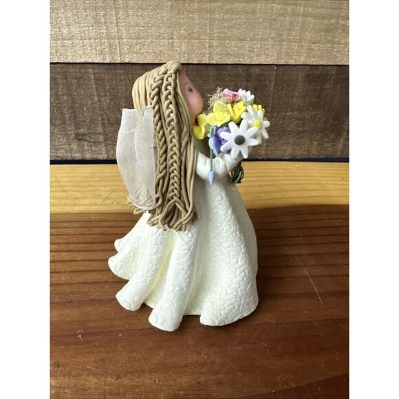 Vintage Kneeded Angel Figurine "Appreciation" Flowers 4.5" - Picture 5 of 6